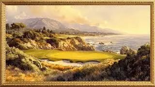 Coastal Golf Course | Vintage Gold Frame | 4K TV Art Screensaver