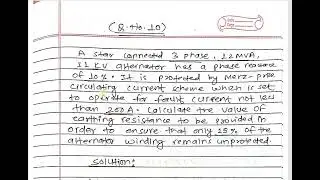 Numerical 10: A star-connected, 3-phase, 12 MVA, 11 kV alternator has a phase reactance of 10%. I
