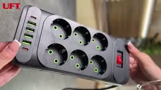 Мережевий фільтр-подовжувач UFT 6 розеток 6 USB, 3 або 5 метрів, Чорний