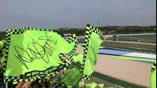 Crowd erupts as Valentino Rossi rides by, Misano 2019 MotoGP