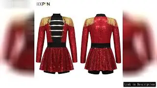 Girls Ringmaster Circus Costume Long Sleeve Tassel Epaulet Shiny Sequins Jumpsuit for Halloween Part