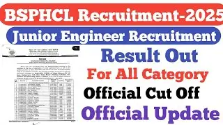 BSPHCL Junior Engineer Result Out||Official Cut Off||BSPHCL Result Out