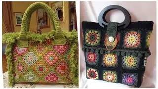 latest Modern Unique granny square crochet pattern Thride flowers bags collection
