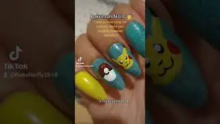Pokemon Nails 💅 💛  I hand painted using nail polishes #pokemon #pokemonnails #nailart #shorts
