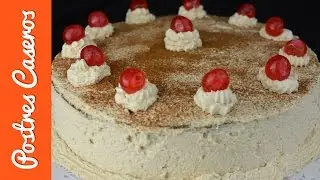 Tarta casera de café con whisky sin alcohol. Recetas para navidad