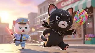 [Kids Song🎵] Catch the Candy Thief!  Police Kitten vs Thief Cat &ndash; Woo-woo Sweet Chase!