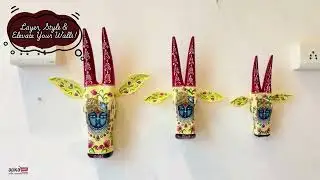 Handpainted Cow Head Wall Hanging - Shree Nath Ji Design | Ethnic Wooden Decor For Temple & Home
