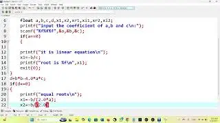 Writing a program to find all the possible roots for the quadratic equation ax^2+bx+c=0