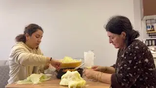 HALAMIZIN EVİNDE BEYAZ LAHANA SARMASI SARIYORUZ.BÜTÜN KIZLAR TOPLANDIK💯🫶🏻