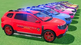 GO! POLICE CARS, AMBULANCE, FIRE TRUCK, COLORFUL CARS WITH TRUCK & TRAIN FARMING SIMULATOR 22! #94