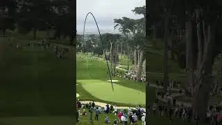 Mason Howell on the iconic par-3 8th. Shot tracer from both angles 🏹