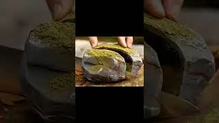 Slicing a Mossy Rock&hellip; That&rsquo;s Actually Cake! &ndash; ASMR Nature Cut 🍃🍰 #asmr #asmrshorts  #satisfyingcuts