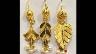 leaf style gold earrings# gold hanging earrings