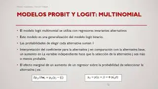 Modelos Probit y Logit, Ordenado y Multinomial