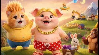 Funny Animal Story  Mimi Cat & Nana Pig | Farming, Construction, Cheese Factory, Rainbow