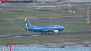 ITA Airways im Airbus A320 startet &uuml;ber die Centerbahn am Flughafen in Frankfurt 🛫