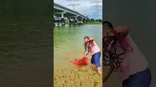 Видео ловли рыбы в пруду #рыбалка #сеть #рыболовноеоборудование