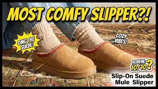 Womens Slippers Slip On Suede Mule