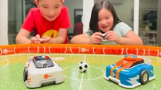 BLIPPI Robot vs POLICE Robot Soccer Game for KIDS | HEXBUG Robotic Soccer Arena