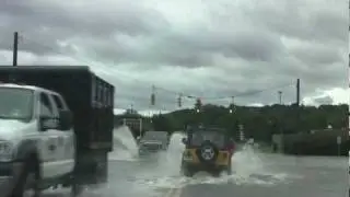 Hurricane Irene in Danbury CT - Flooding, Kayaking at Walmart, Jeep Races, Downed Trees and More!