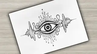 Abstract Eye Drawing/Unique Line Art/Unique Abstract Eye Drawing/Eye with Soundwave/Abstract Drawing
