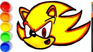 How to draw Super Sonic Face - Super Sonic Face Drawing Coloring