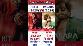HIT 🆚 DASARA BOX OFFICE COLLECTION #shorts #virel #nani #hit3 movie Review