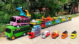 WADIDAW !! Mobil Truk Tronton Panjang Bongkar Mainan Mobil Mobilan Truk Molen, Truk Mixer, Excavator