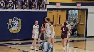 Mechancisburg's Asha Pratt scores basket, draws foul in girls basketball game at Cedar Cliff