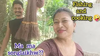 Cooking pork with Taro flower|| Fishing and cooking bitter Roselle with fish||