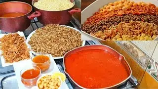 الكشري علي اوصواله 😋 يجماالو  يحماالو💯 ( الدقه& والشطه& وحمص الشام &وطبق الورد ) وشوف سر المطاعم اي