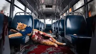 Kitten in bus accident #cat #cute #ai #catlover #catvideos #cutecat #aimation