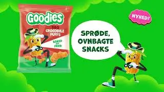 Goodies BBQ Crocodile Puffs er spr&oslash;de ovnbagte snacks - Nuttede, sjove og fulde af smag!