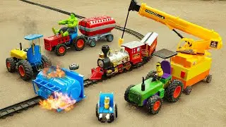 Diy tractor making mini Creane rescues Train in Accident | diy Fire Truck help Tank Oil | HP Mini