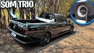 Coloquei um SOM TRIO na Saveiro SURF ! provisorio !