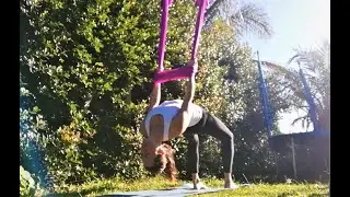 Aerial Yoga to stretch and strengthen shoulders