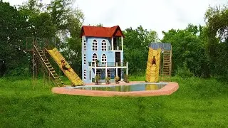 3 Months Build Pretty 3 Story Villa, Big Swimming Pool And Twin Palm Tree Water Slide