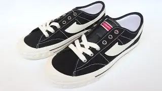 SEPATU COMPASS RETROGRADE LOW BLACK WHITE FOOTAGE & DETAIL