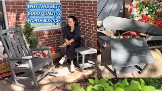 Garvee Poly Lumber Rocking Chair Outdoor Set of 2 with Side Table