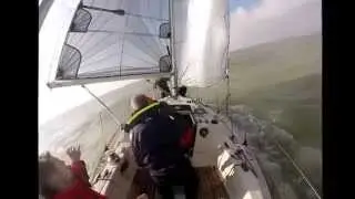 Boom!!! Overboard after accidental jibe.