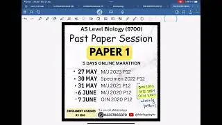 ALevel Biology | Paper 1 Past Paper Session | 9700