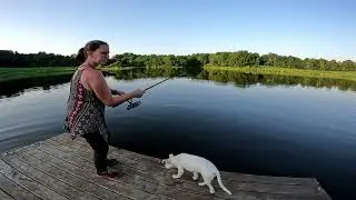 Fishing with Maria at the Family Pond.