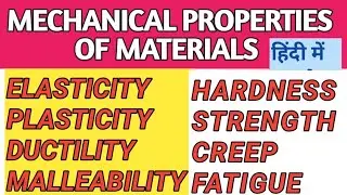 Mechanical Properties of Materials || Elasticity|| Plasticity|| Ductility|| Malleability|| Som| Mos|