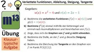 Klausurtypische Aufgabe zu verkettete Funktionen: Ableitung, Tangente & Schnittpunkte