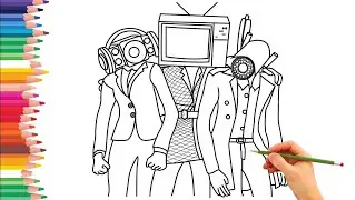 How to Draw TV woman & Cameraman & Speaker woman, coloring page.