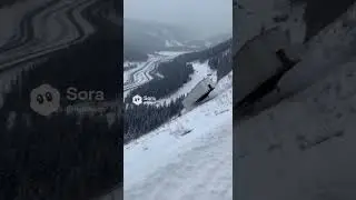 Водитель фуры не смог заехать в гору😱#Sora ai#ai