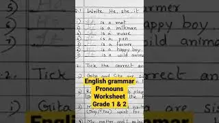 class1English। pronouns for grade 2। English worksheet for class 1। class 1 English।@Titusclass