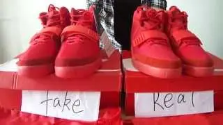 Air Yeezy 2 Red October fake and real comparison From Salableproduct.Net