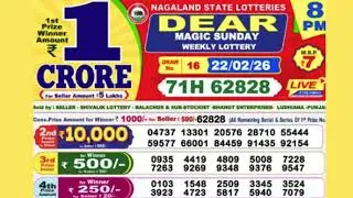 DEAR MAGIC SUNDAY WEEKLY LOTTERY TODAY RESULT 8 PM 22/02/26#latest lottery result