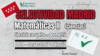 PAU Madrid 2021 – Matemáticas II | Ej. 4.5 – Geometría: recta y plano en el espacio. Simetrías